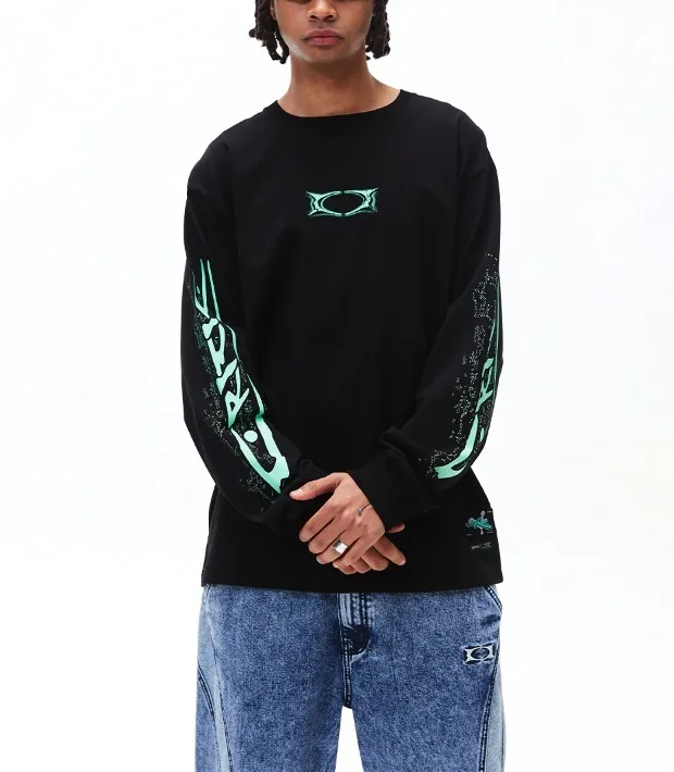 CRITIC  |U-Neck Long Sleeves Cotton Long Sleeve T-shirt Logo