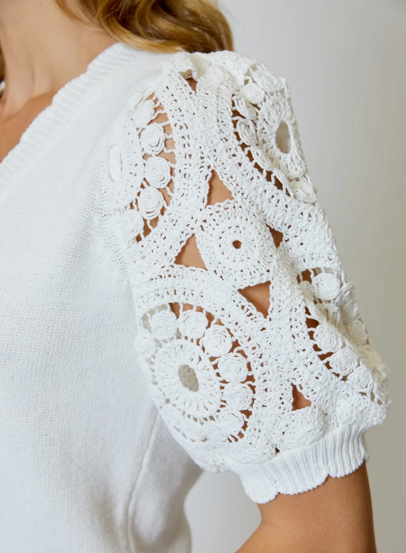 Crochet Detail Sleeve Cardigan