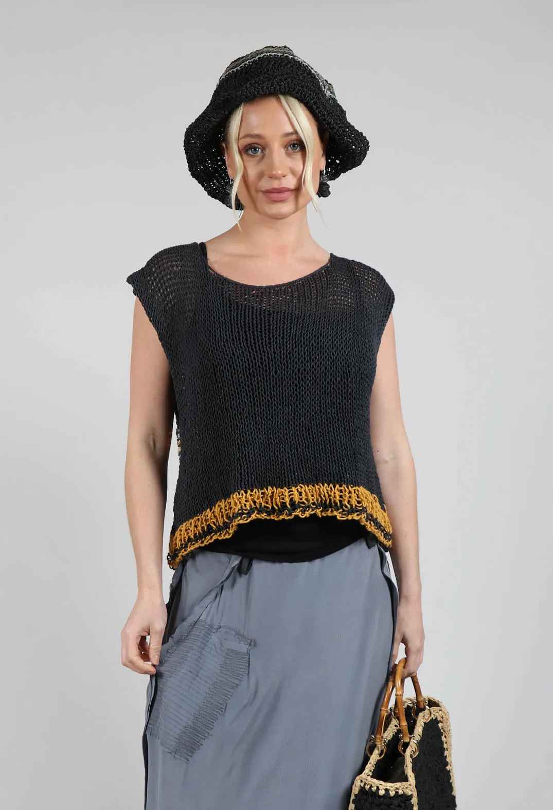 Crocheted Vest in Original Black