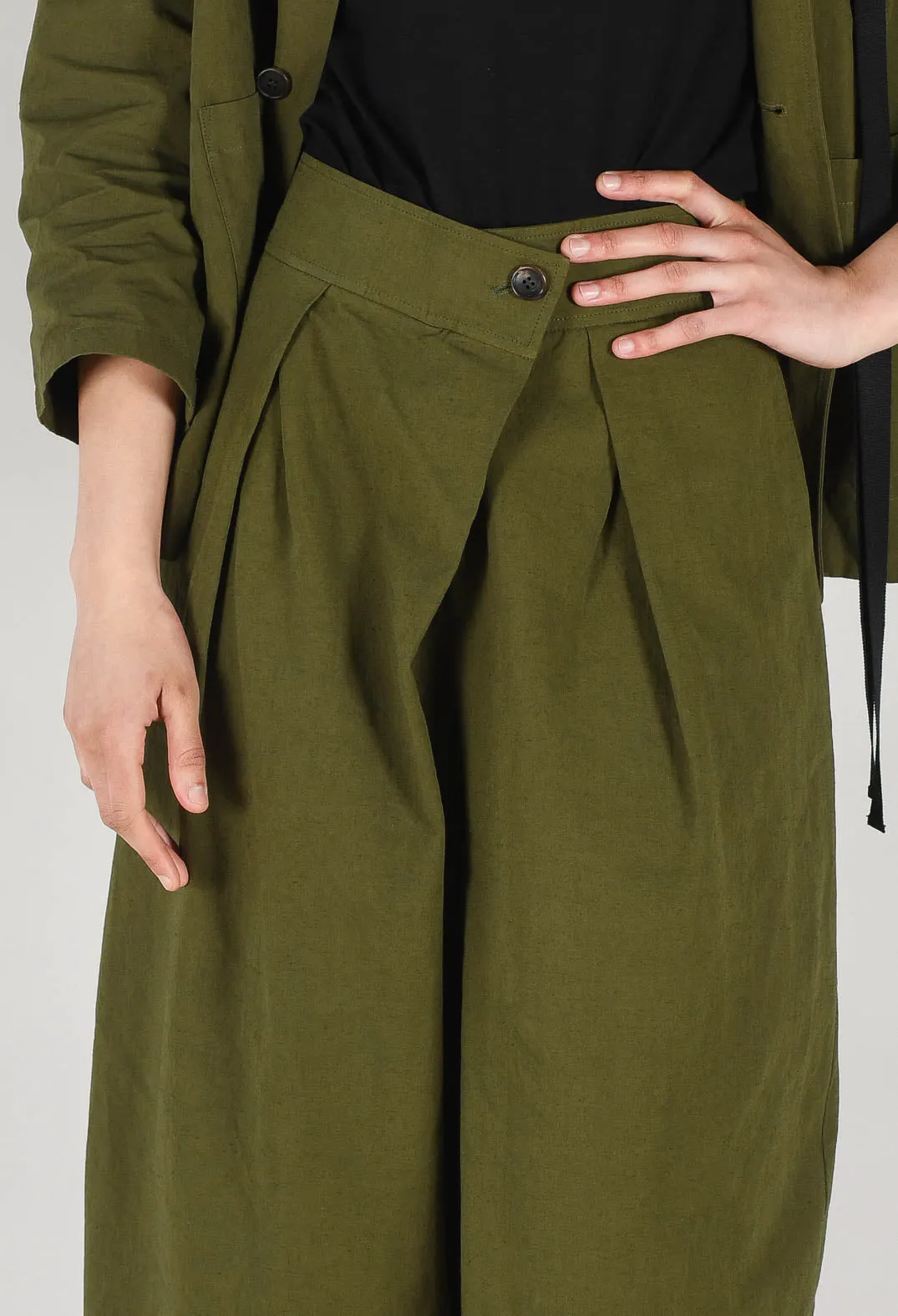 Crossover Waist Trousers in Khaki