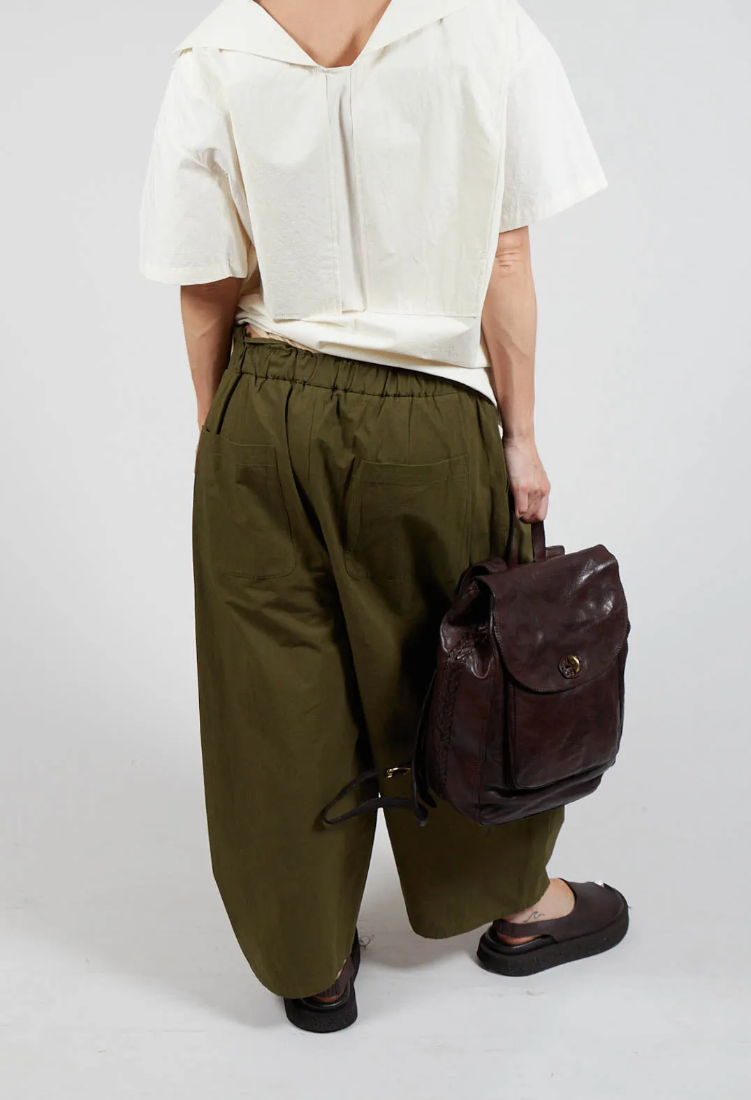 Crossover Waist Trousers in Khaki