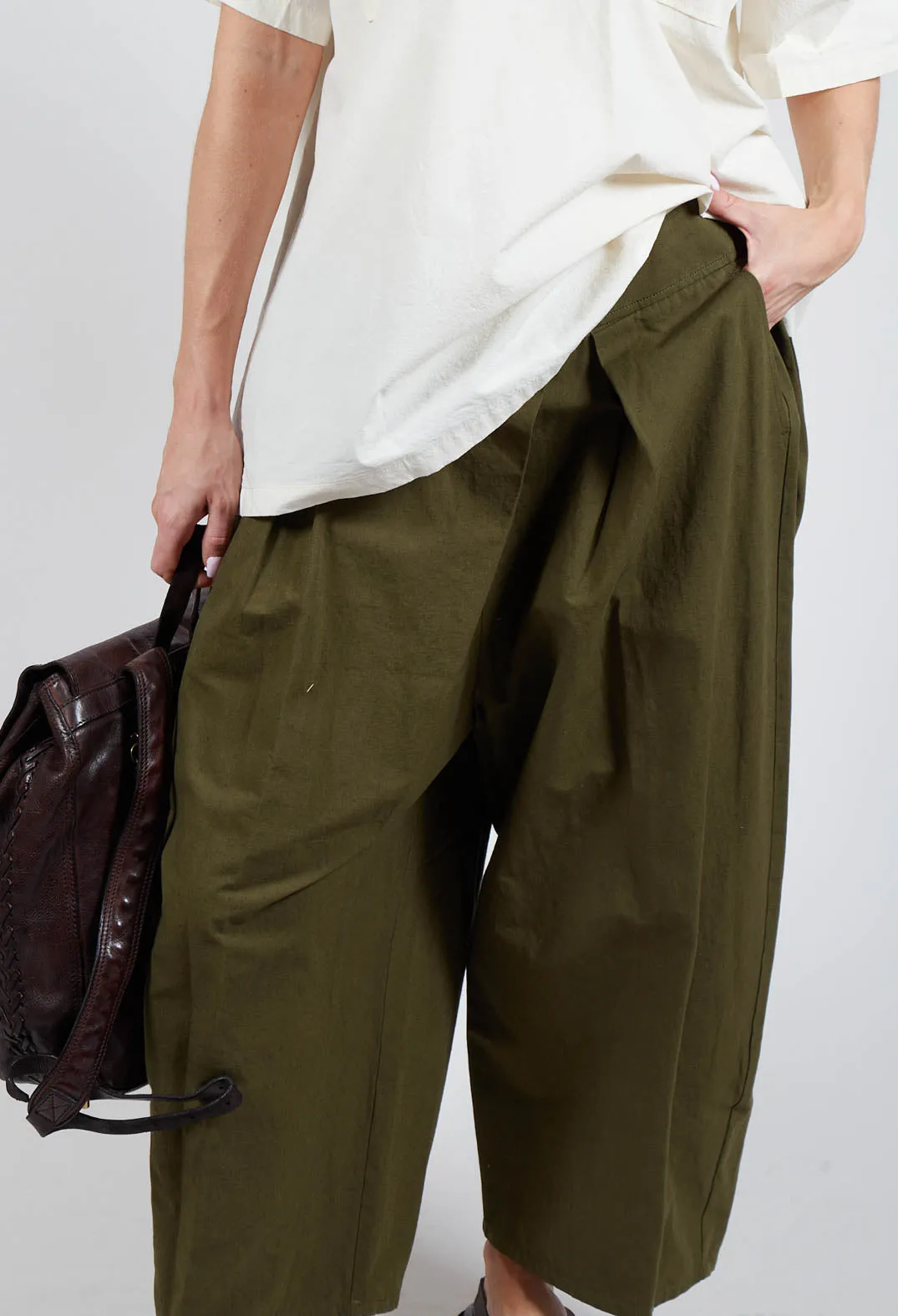 Crossover Waist Trousers in Khaki