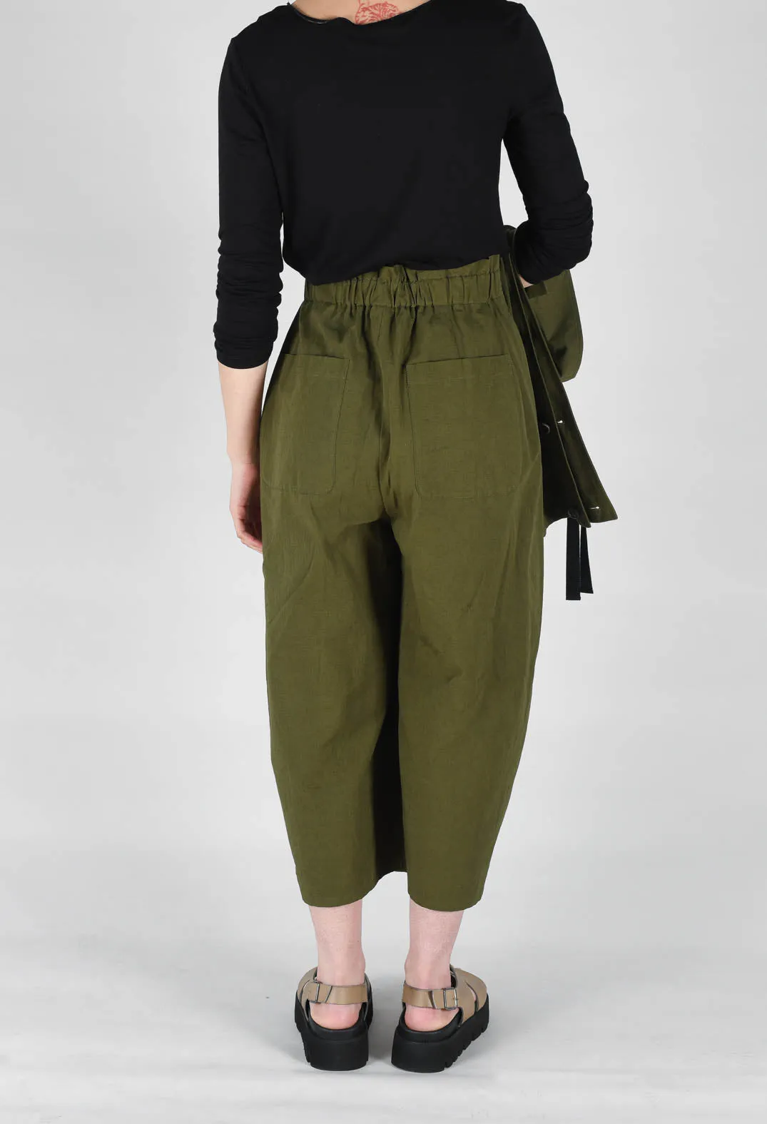 Crossover Waist Trousers in Khaki