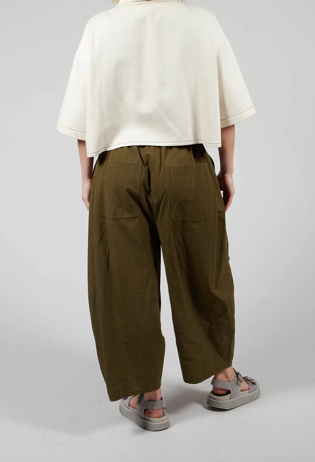 Crossover Waist Trousers in Khaki