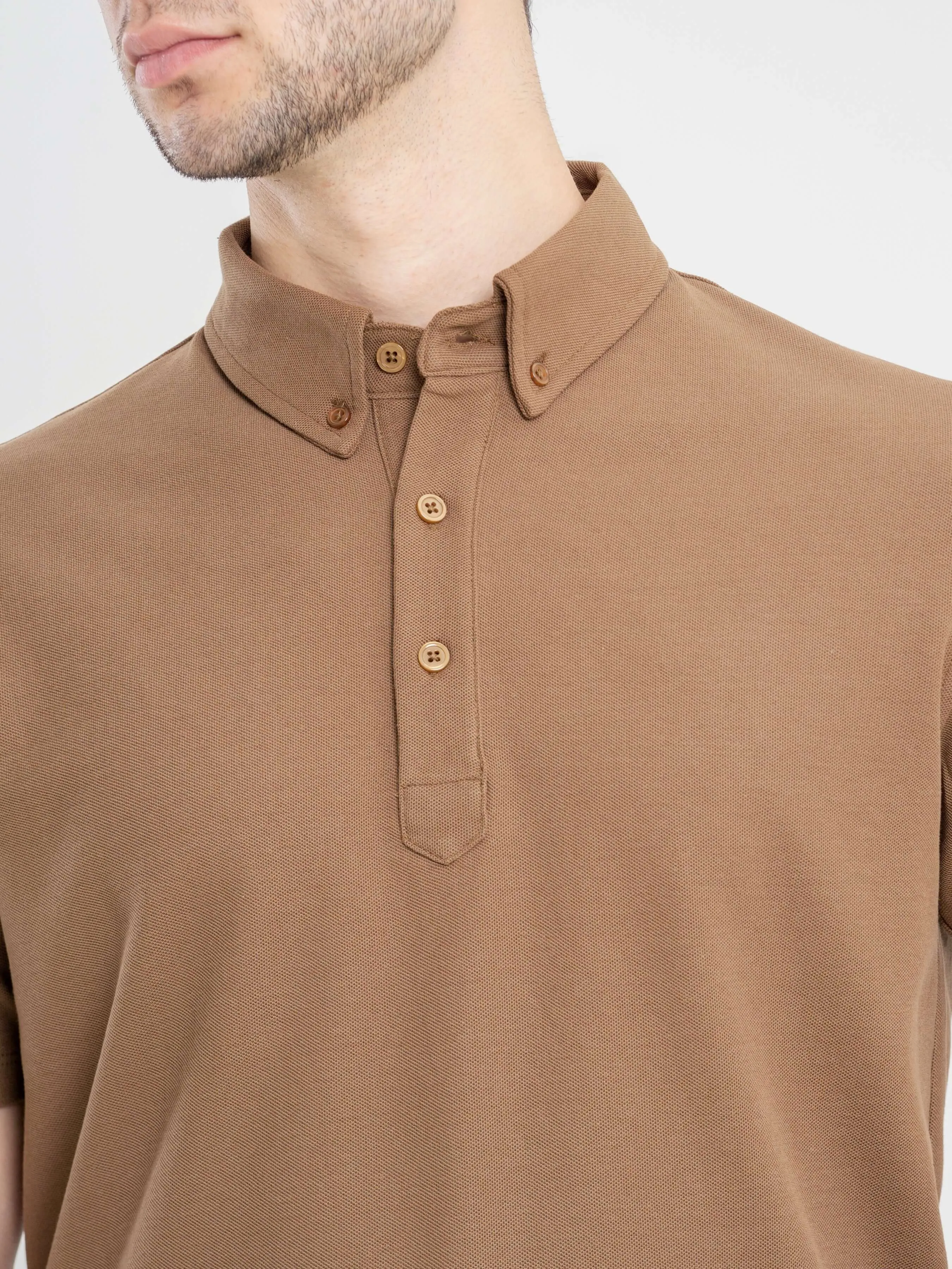 Dante Polo Button Down Short Sleeve - Coffee