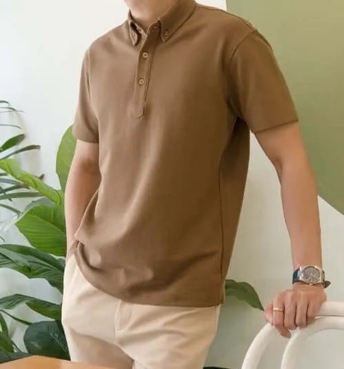 Dante Polo Button Down Short Sleeve - Coffee