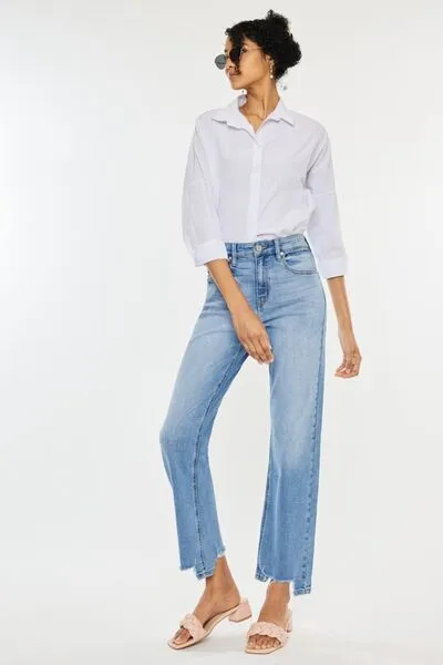 Daphne High Waist Raw Hem Straight Jeans