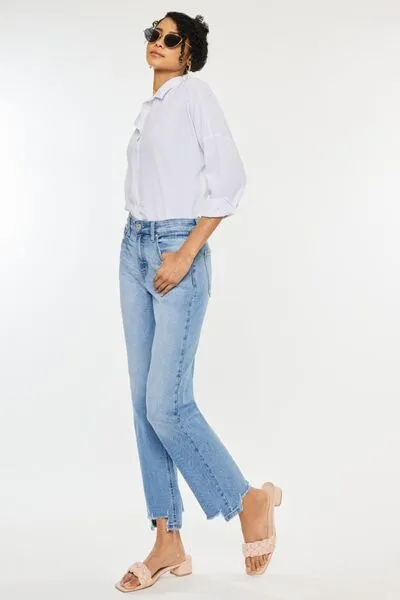 Daphne High Waist Raw Hem Straight Jeans