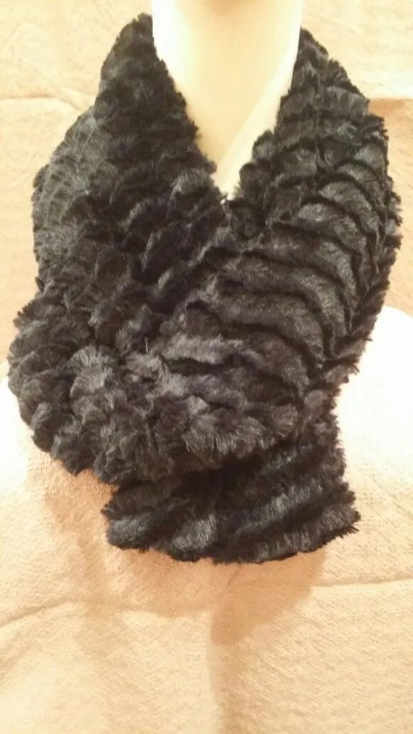 Desert Sand In Midnight Luxury Faux Fur Infinity Scarf