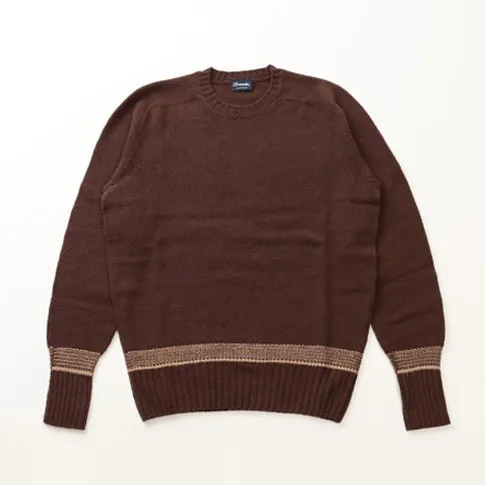 Drumohr  |Crew Neck Pullovers Wool Long Sleeves Plain Handmade