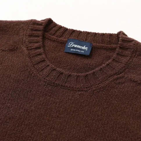 Drumohr  |Crew Neck Pullovers Wool Long Sleeves Plain Handmade