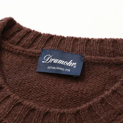 Drumohr  |Crew Neck Pullovers Wool Long Sleeves Plain Handmade