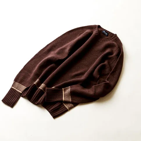 Drumohr  |Crew Neck Pullovers Wool Long Sleeves Plain Handmade