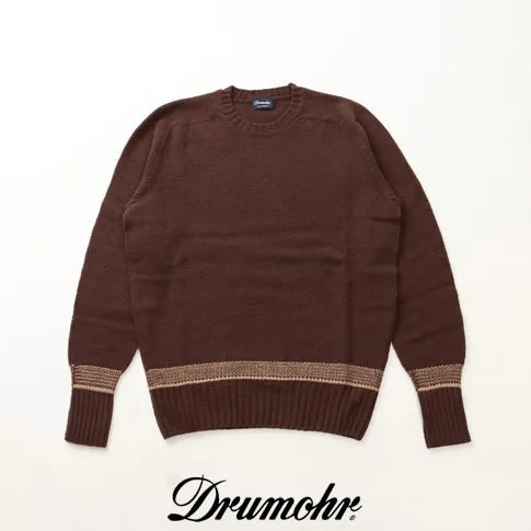 Drumohr  |Crew Neck Pullovers Wool Long Sleeves Plain Handmade