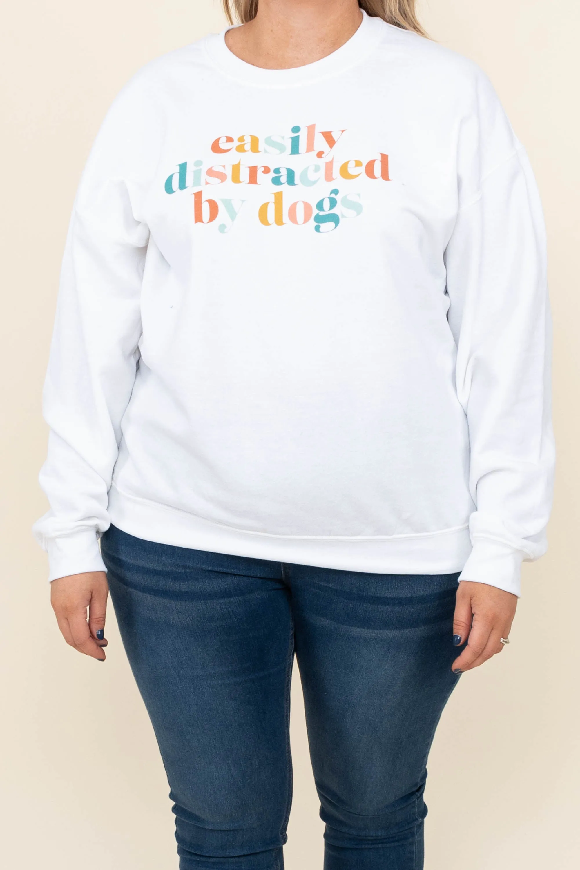 Easily Distracted By Dogs Sweatshirt, White