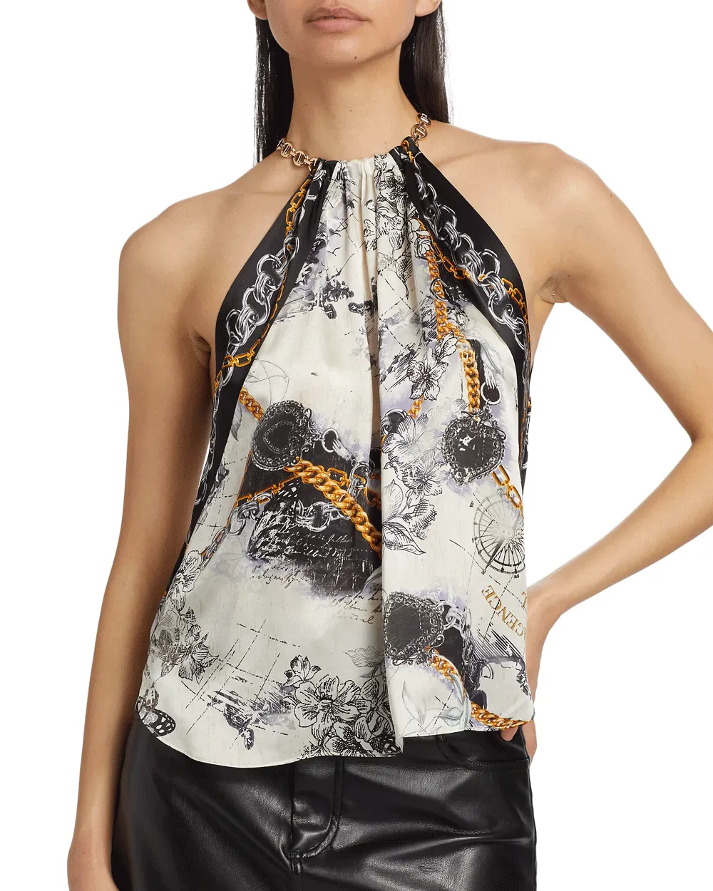 Ecru Chain Print Tillie Scarf Top