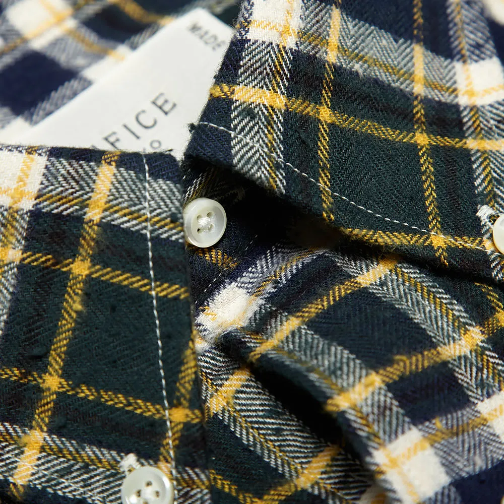 Edifice Nep Tartan Check Button Down ShirtGreen