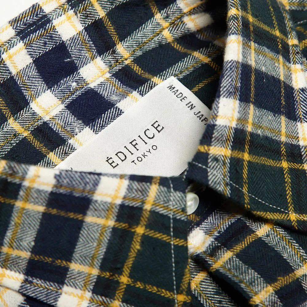 Edifice Nep Tartan Check Button Down ShirtGreen