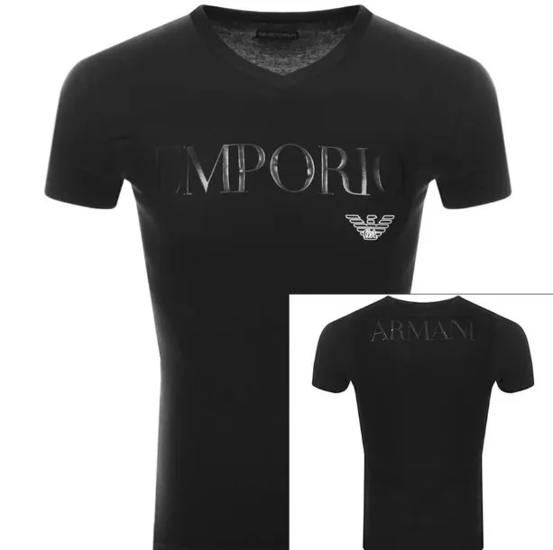 EMPORIO ARMANI  |Crew Neck Pullovers Cotton Short Sleeves Logo