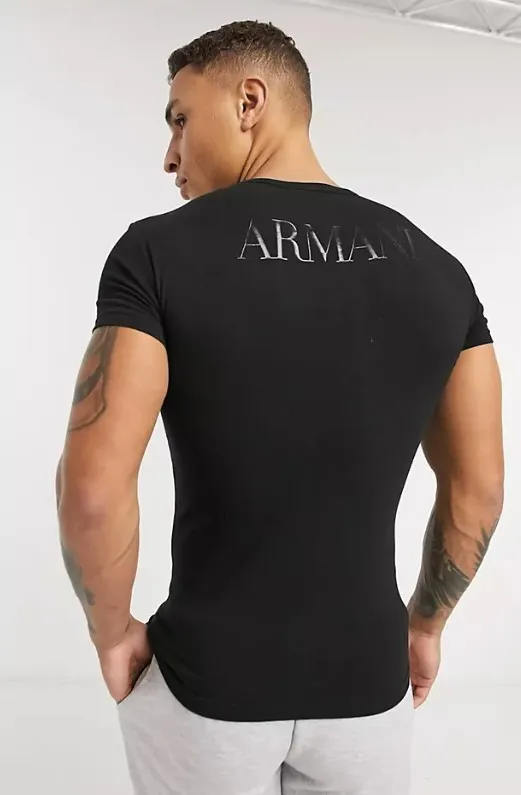 EMPORIO ARMANI  |Crew Neck Pullovers Cotton Short Sleeves Logo