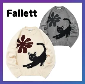 Fallett  |Unisex Street Style Long Sleeves Logo Sweatshirts