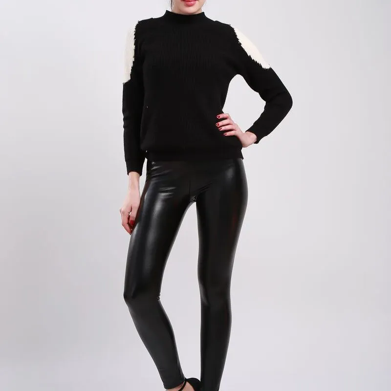 Fashion Slim Leather Pants Women  High Waist Hip Lifting Pu Pants