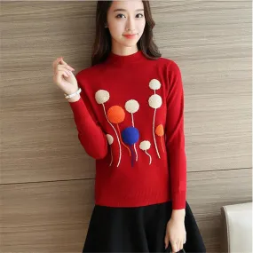 Female Sweater New Autumn Winter Plus Size Knitted O-neck Pullovers Full Sleeve Hot  3D Bling Appliques Outwear 72146 SM6