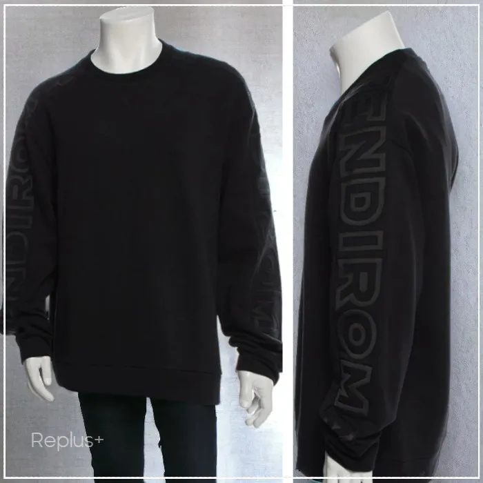 FENDI  |Crew Neck Sweat Street Style Collaboration Long Sleeves