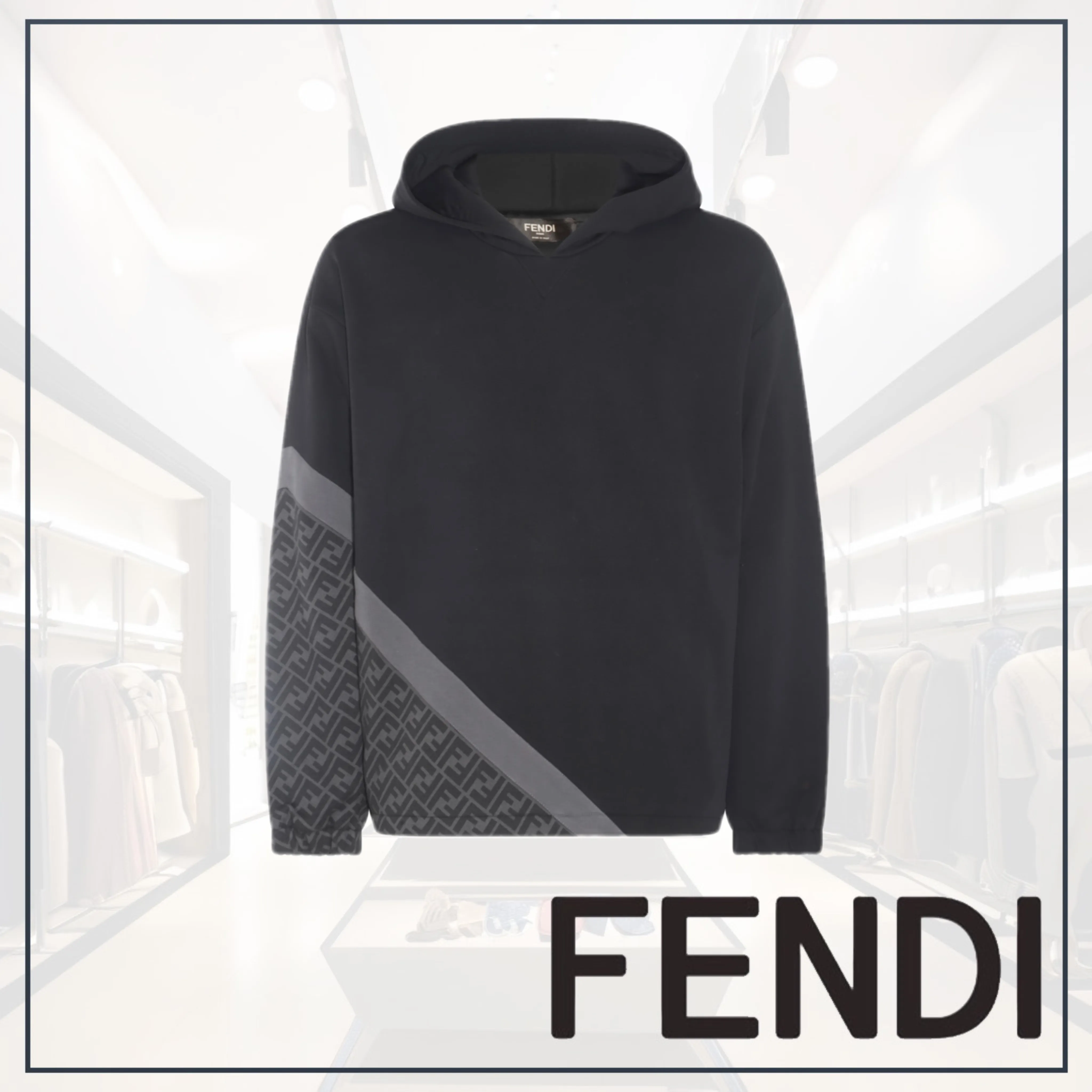 FENDI  |Monogram Sweat Street Style Long Sleeves Plain Cotton