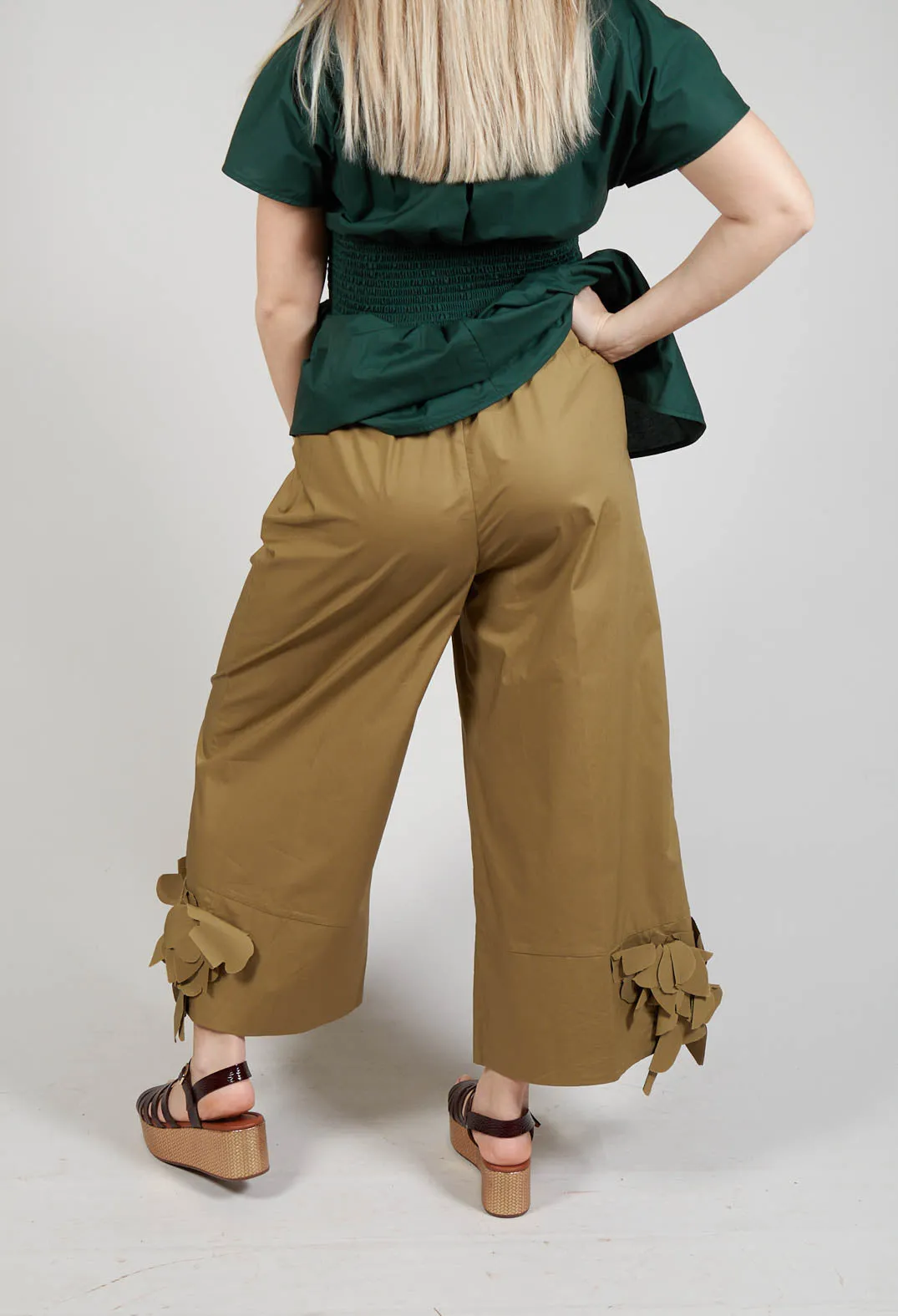 Frill Hemmed Trousers in Avocado