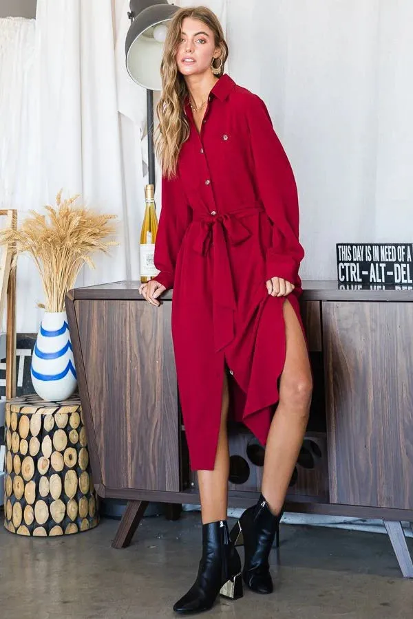 From the Top Button Down Dress - Red