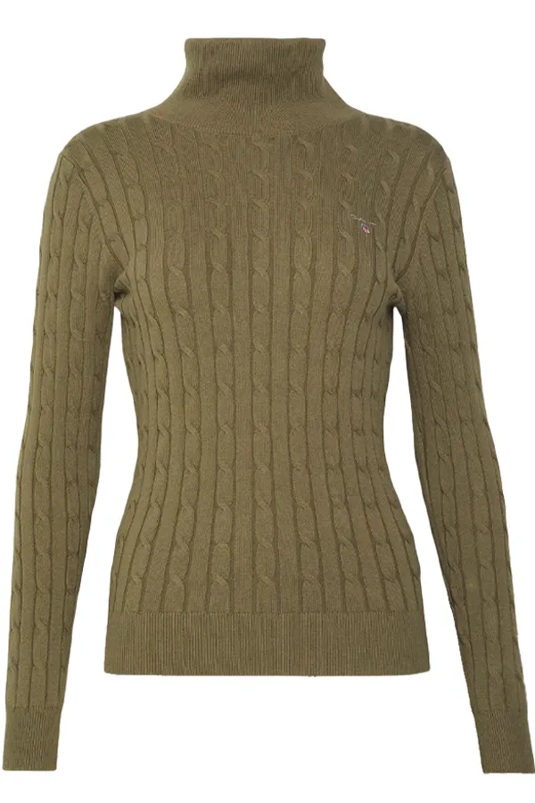 GANT Women High Neck Cable Knit Green