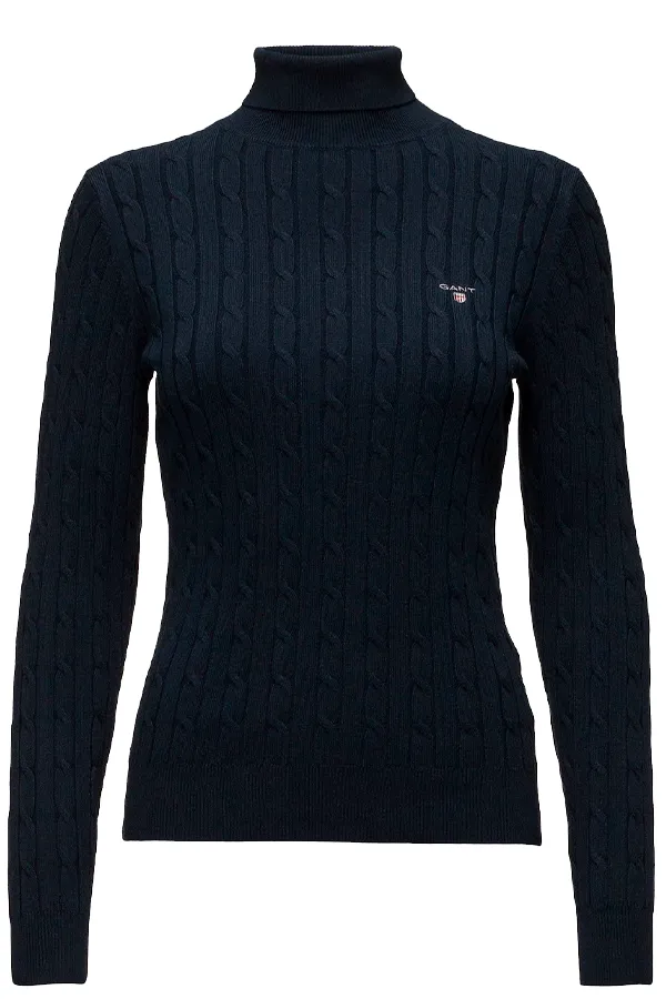 GANT Women High Neck Cable Knit Navy