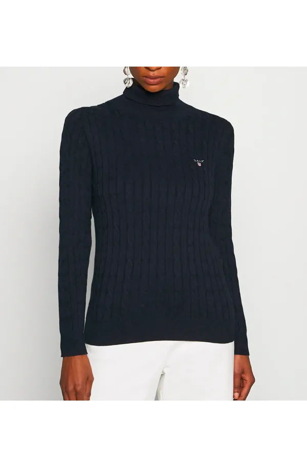 GANT Women High Neck Cable Knit Navy