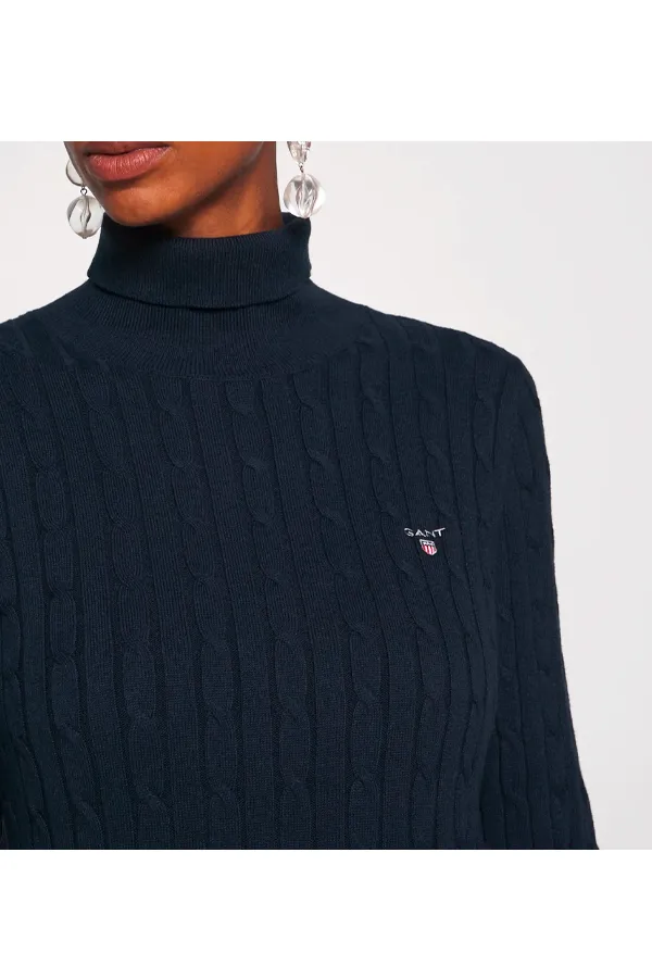 GANT Women High Neck Cable Knit Navy