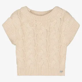 Girls Ivory Cable Knit Sweater Vest