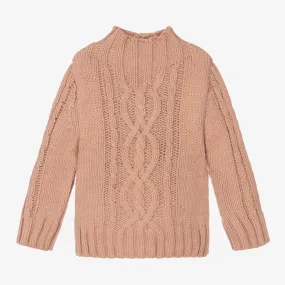 Girls Pink Cable Knit Sweater