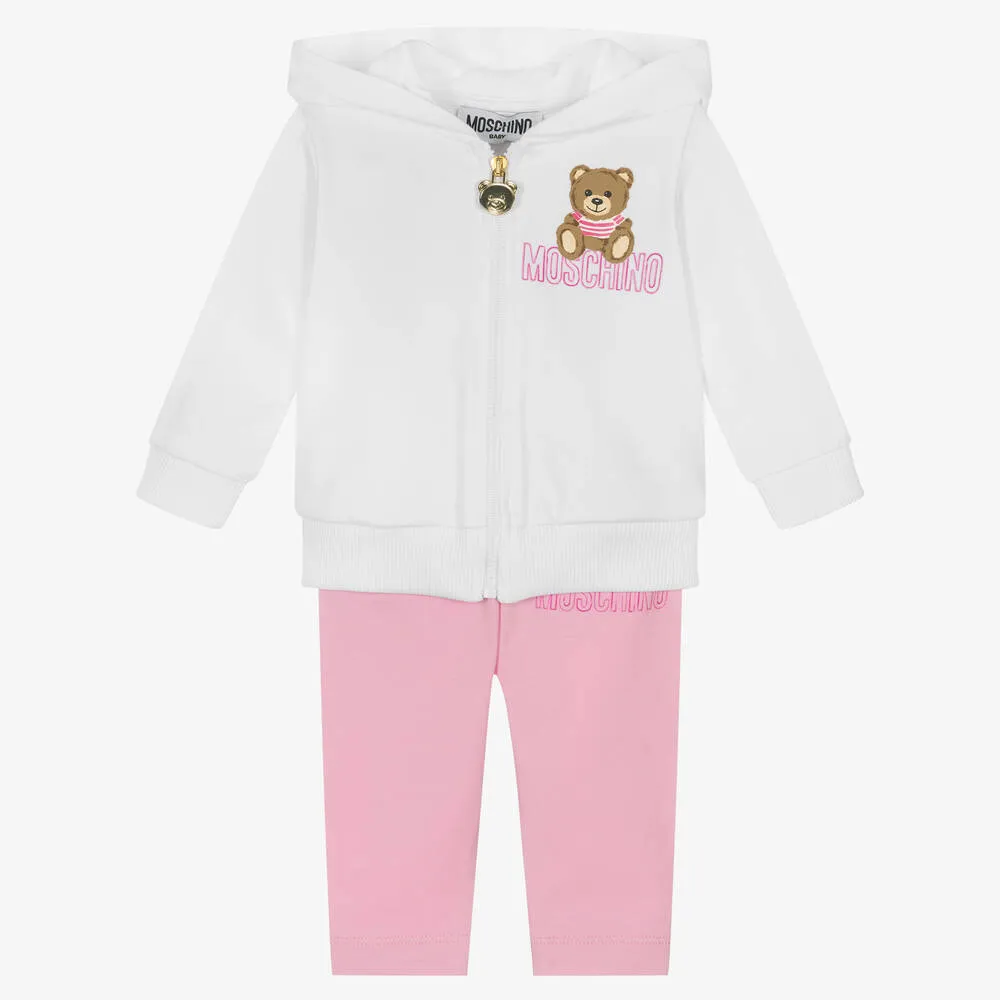 Girls Pink Teddy Bear Leggings Set