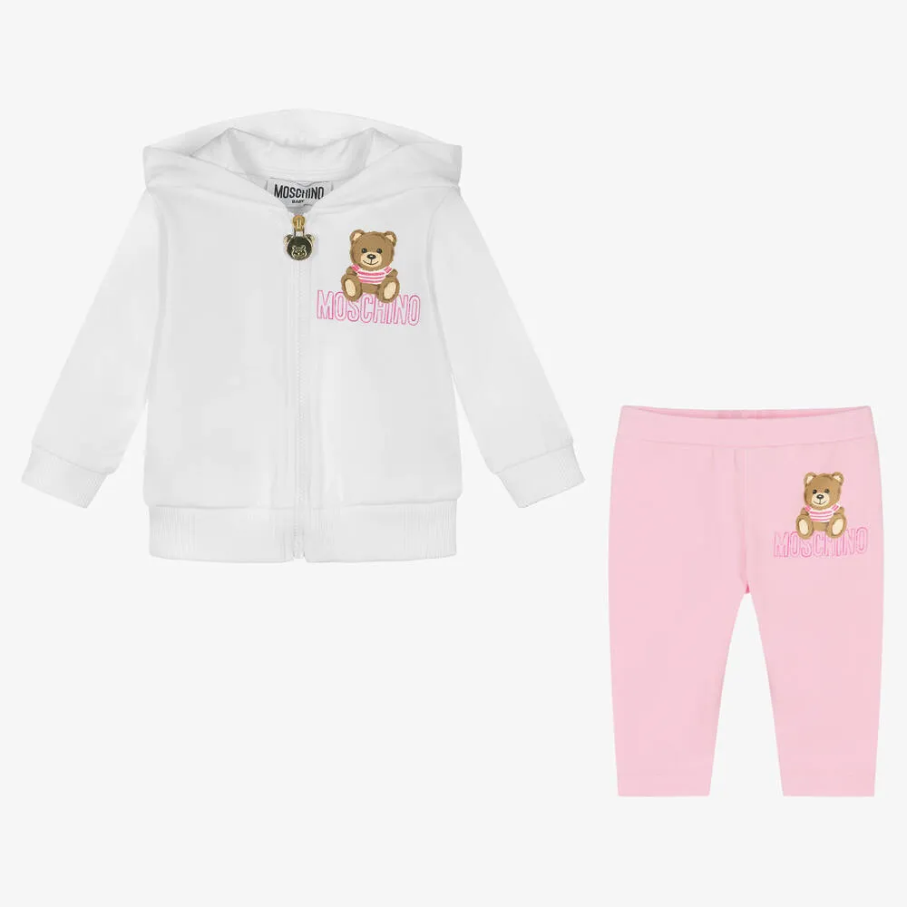 Girls Pink Teddy Bear Leggings Set