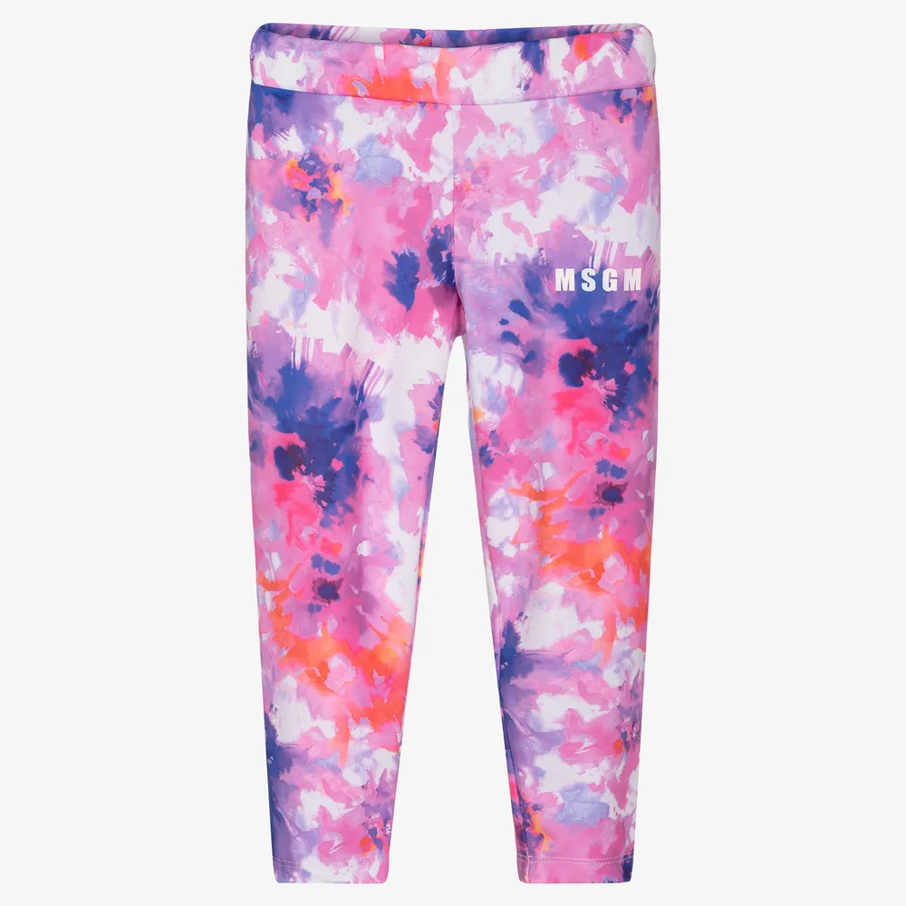 Girls Pink Tie Dye Leggings