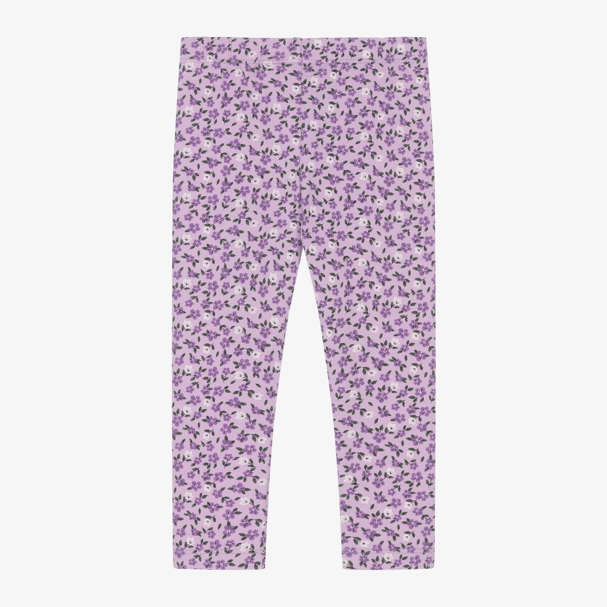 Girls Purple Floral Cotton Leggings