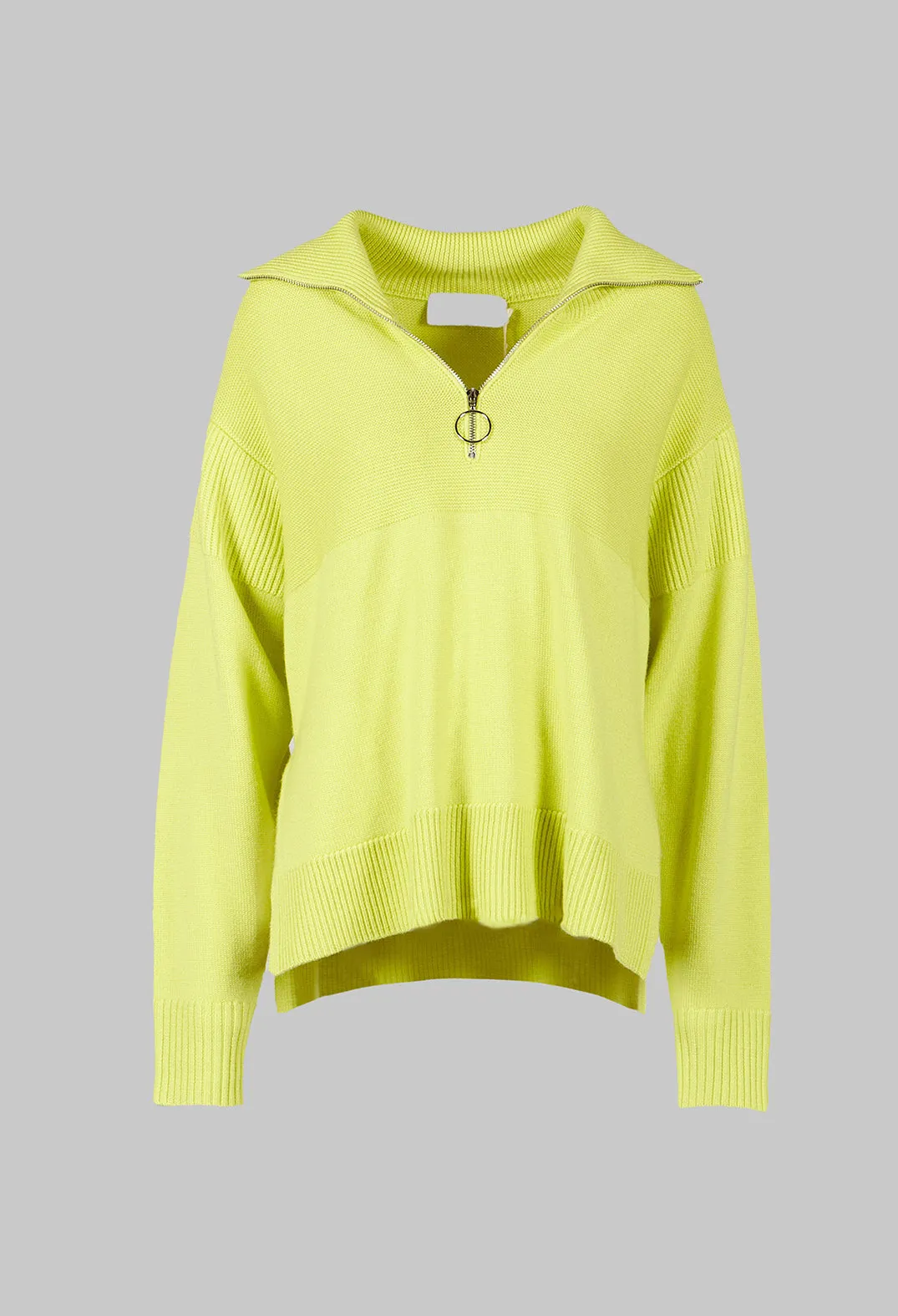 Half Zip Wool Jumper in Lime