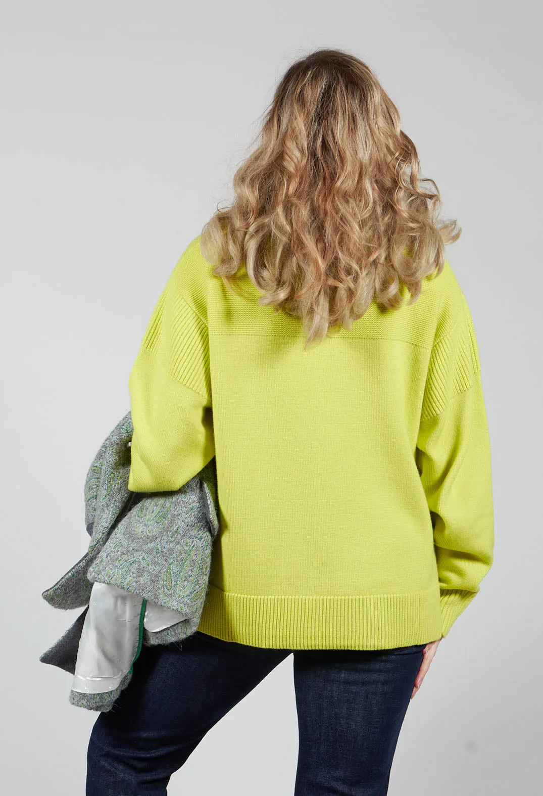 Half Zip Wool Jumper in Lime