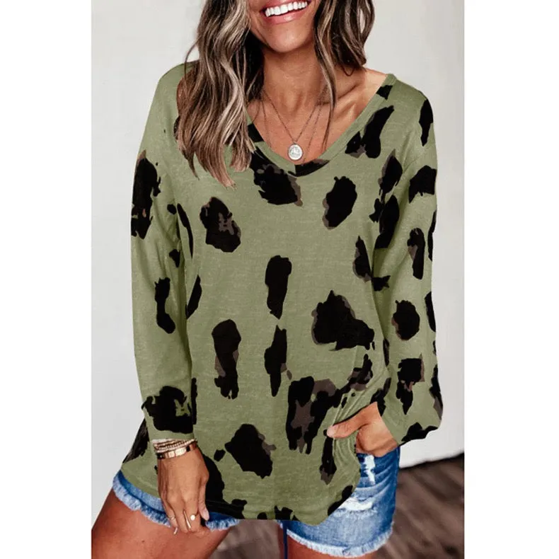 Haute Edition Women's V-Neck Leopard Print Inspired Top