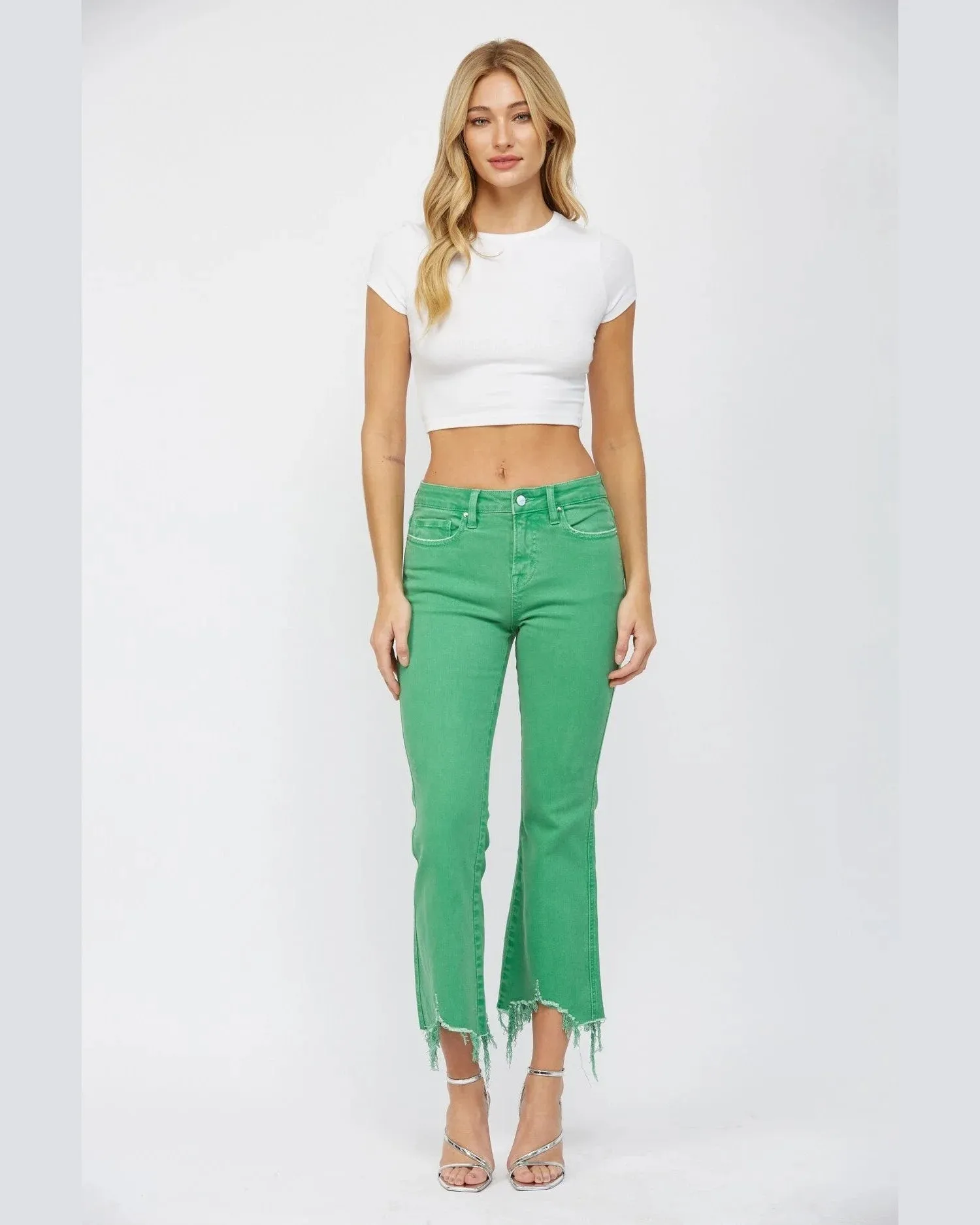 High Rise Crop Flare Jeans