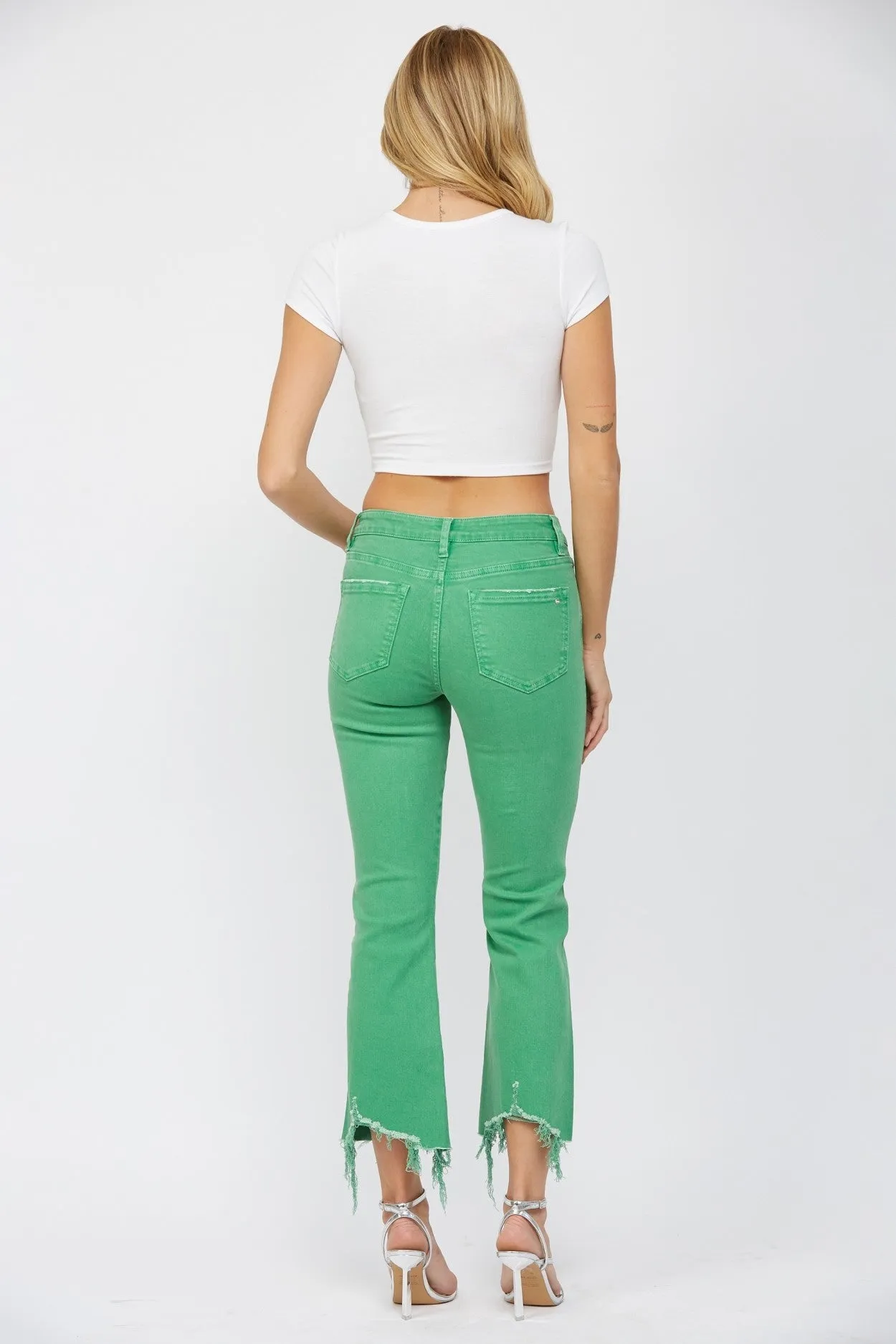 High Rise Crop Flare Jeans