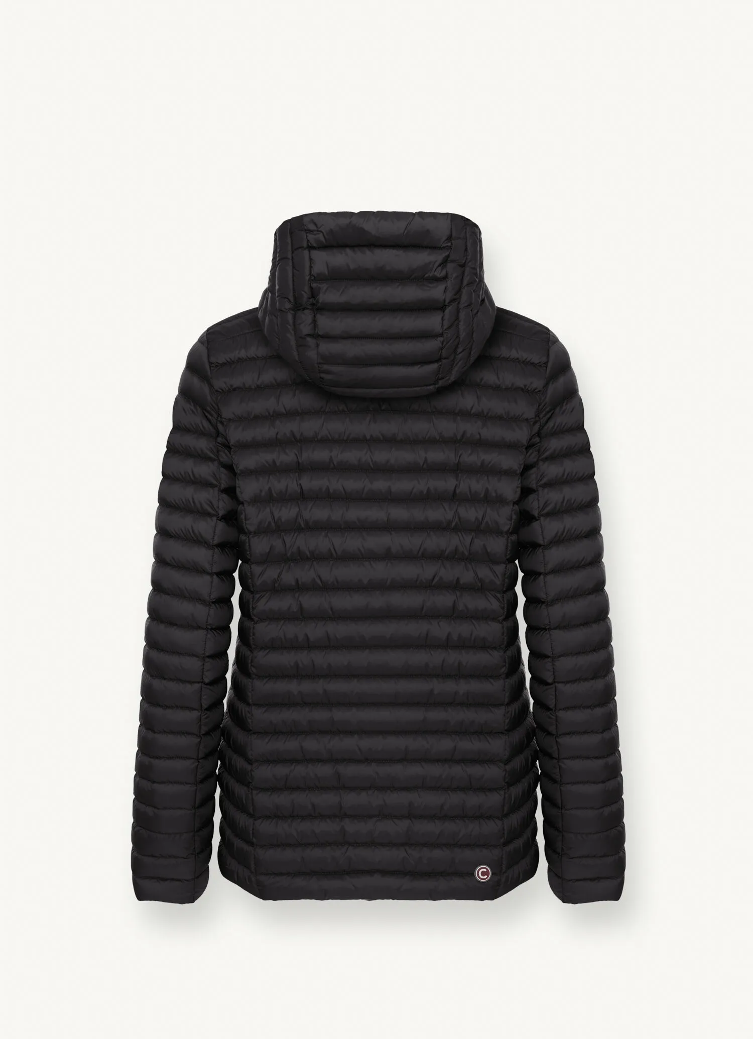 Hooded mid-length down jacket-