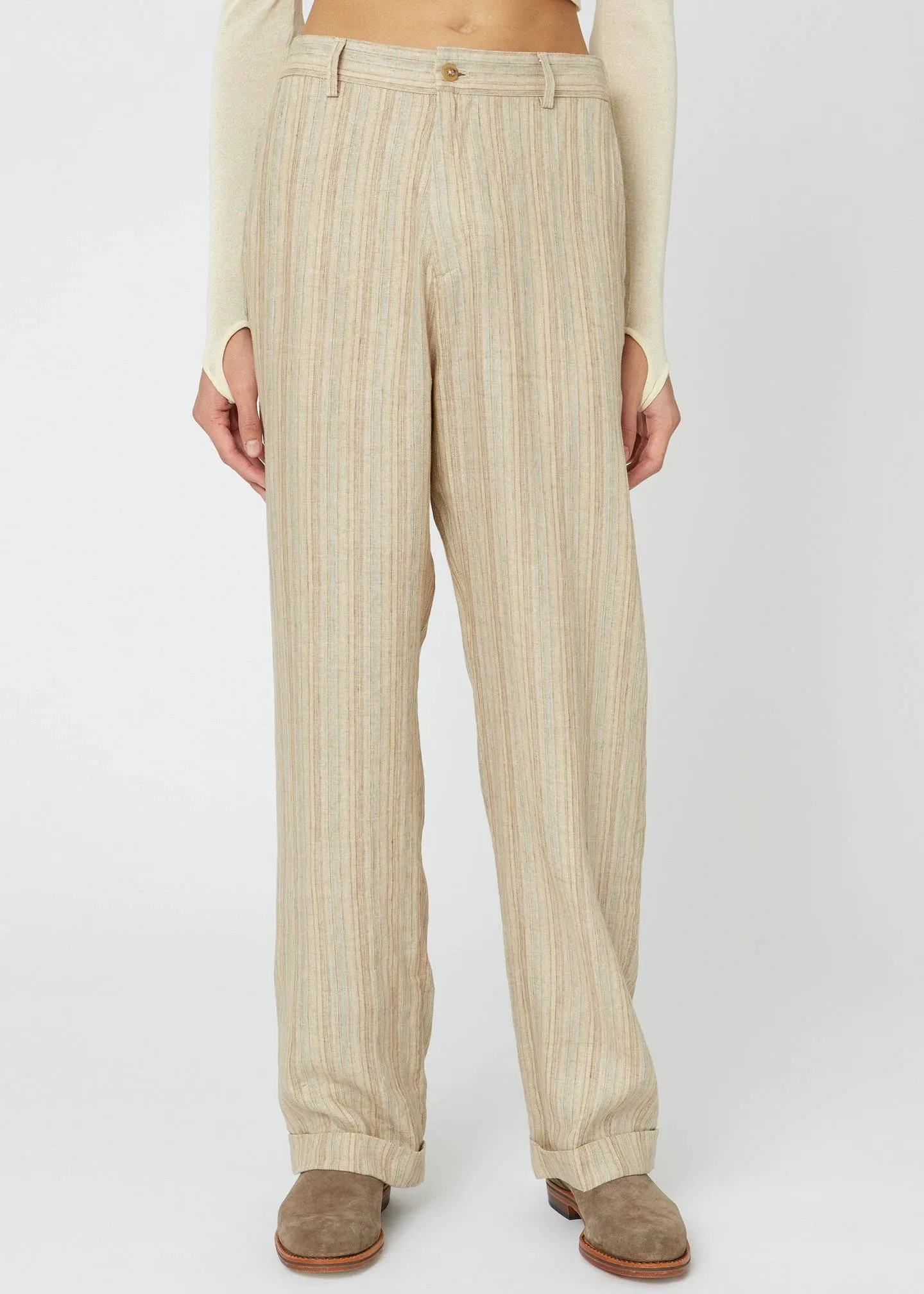 Hope Done Trousers beige stripe