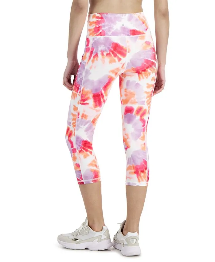 Id Ideology Women's Compression Dye Print Side Pocket Cropped Legging Pink Size X-Large