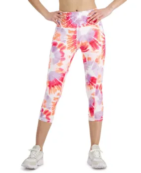 Id Ideology Women's Compression Dye Print Side Pocket Cropped Legging Pink Size X-Large